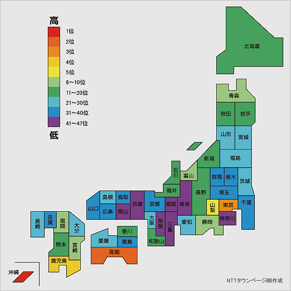 ＜図2＞人口約10万人当たりの「居酒屋」登録件数による都道府県ランキング（2015年）